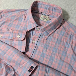 Faherty Button Down Mens L Pink Blue Plaid L/S Nylon Stretch Lightweight MWS2206